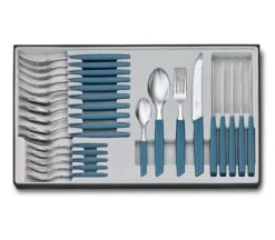 VICTORINOX Swiss Modern 24-piece Cutlery Set With Tomato Knife, Blue 6.9096.11W2.24