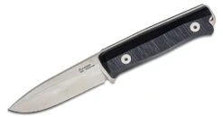 Lionsteel Fixed Blade Sleipner Steel Stone Washed, BLACK G10 Handle, Leather Sheath B40 GBK