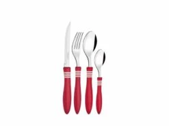 Tramontina Cor & Cor 24-Piece Cutlery Set In Gift Box, White-Red 23499/763