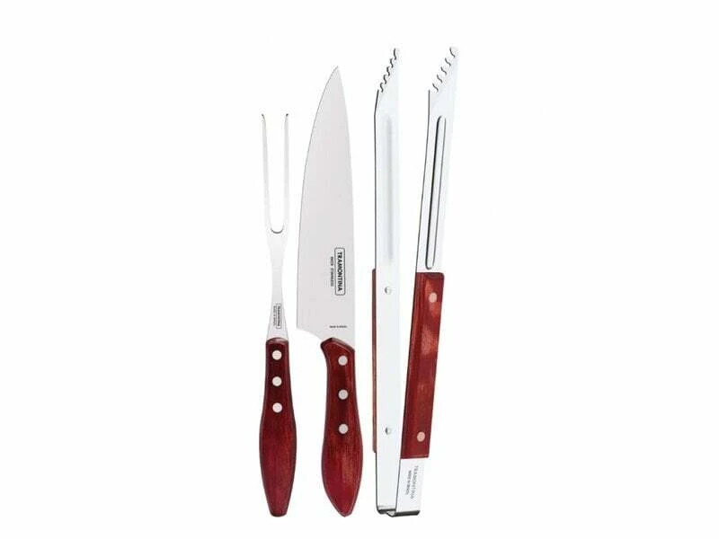 Tramontina Churrasco 3-Piece BBQ Set (Fork, Knife, Tweezers), Red 29899/264 1 Tramontina Churrasco 3-Piece BBQ Set (Fork, Knife, Tweezers), Red 29899/264