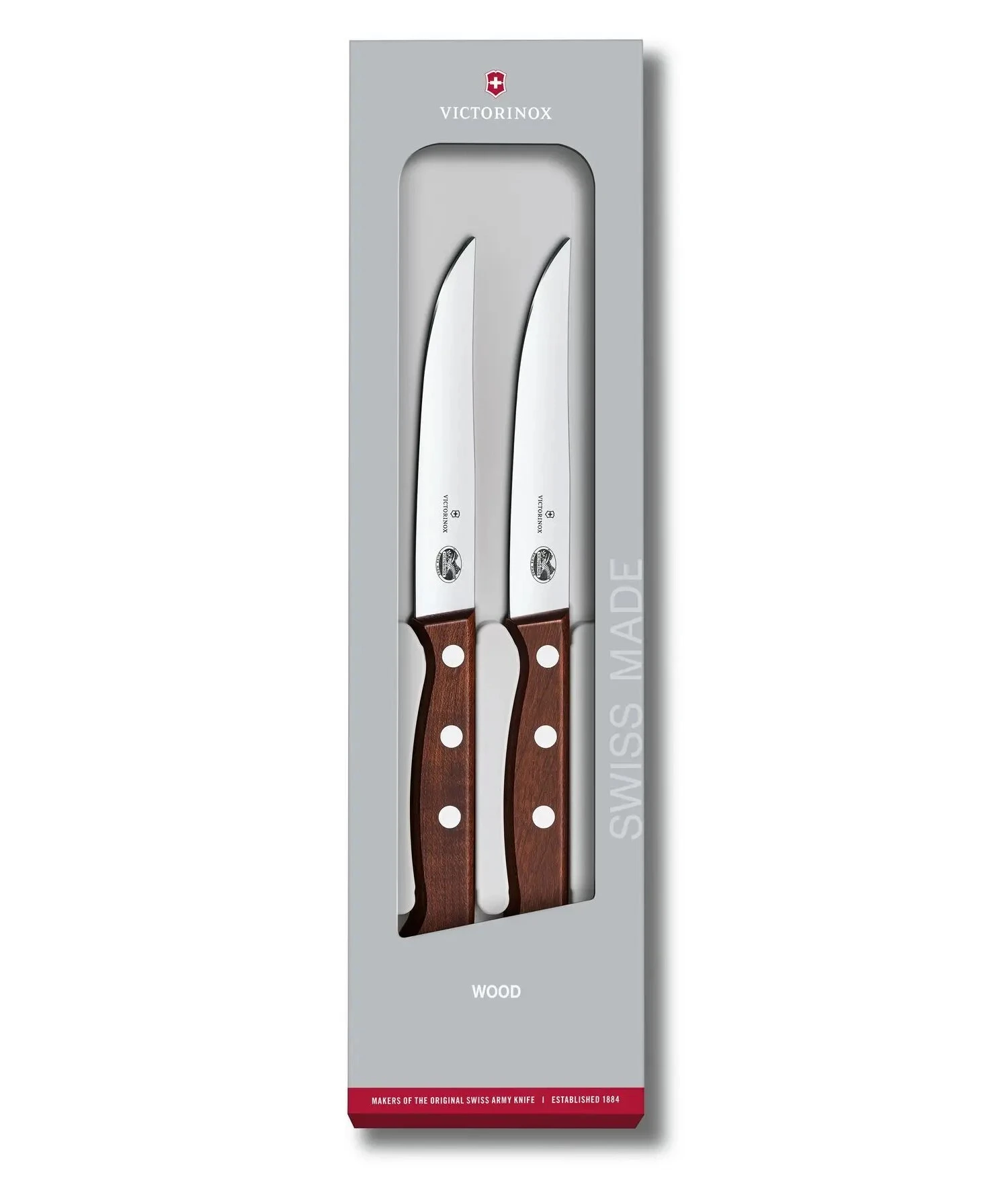 VICTORINOX WOOD Serrated Steak Knife, 2-pcs. Set 5.1200.12G 1 VICTORINOX WOOD Serrated Steak Knife, 2-pcs. Set 5.1200.12G