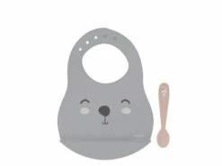 Tramontina Le Petit Silicon Children Bib & Spoon Set, Rabbit/Pink 23797/404