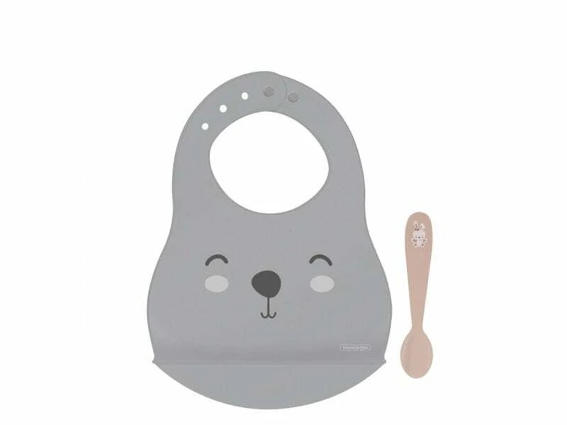 Tramontina Le Petit Silicon Children Bib & Spoon Set, Rabbit/Pink 23797/404 1 Tramontina Le Petit Silicon Children Bib & Spoon Set, Rabbit/Pink 23797/404