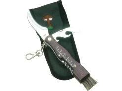 JKR WOOD HANDLE WITH CORKSCREW 7 CM STAINLESS STEEL BLADE MUSHROOM KNIFE WITH NYLON SHEATH JKR0089